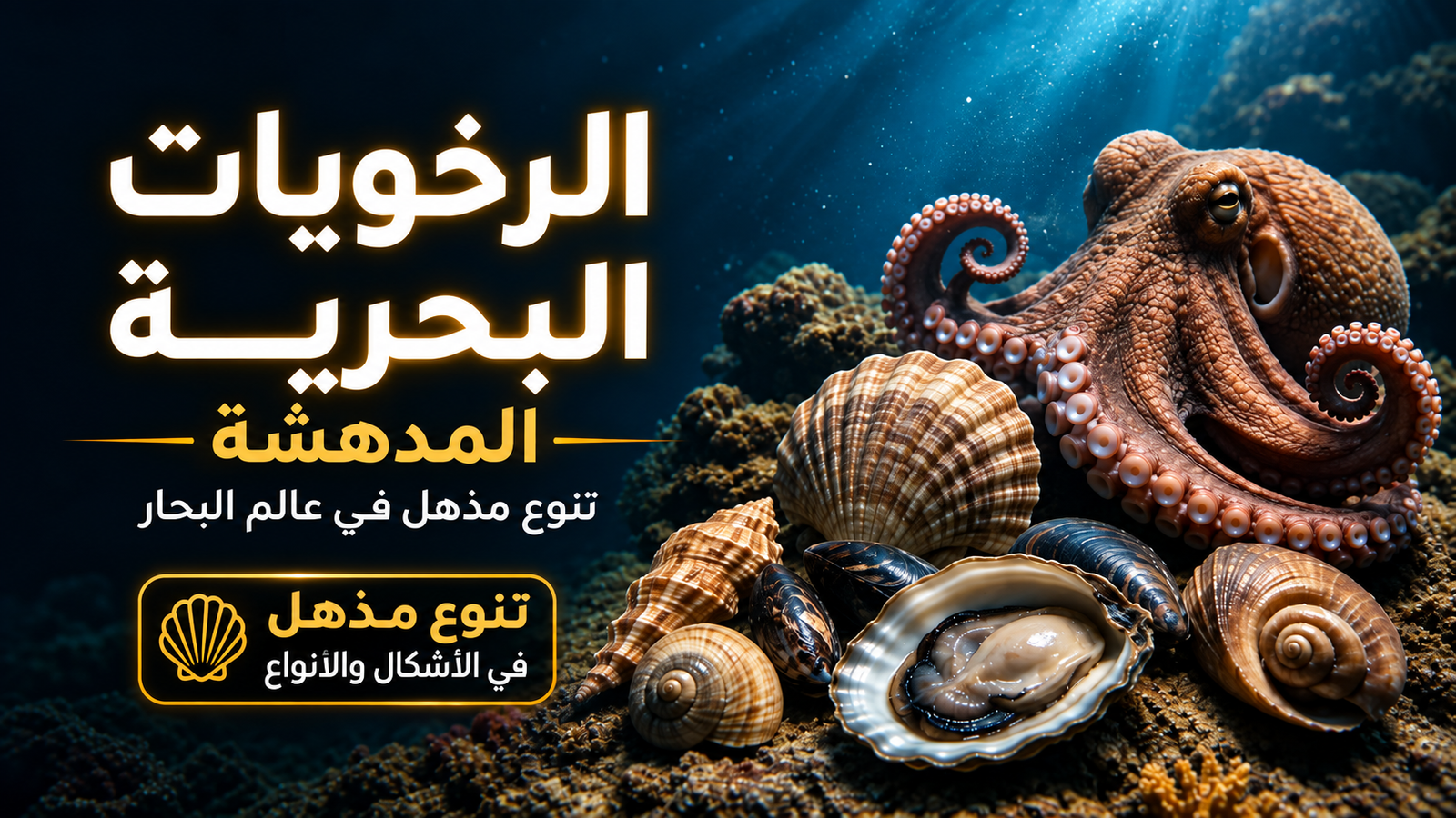 الرخويات البحرية وأنواعها: الأخطبوط والمحار وبلح البحر والقواقع البحرية
