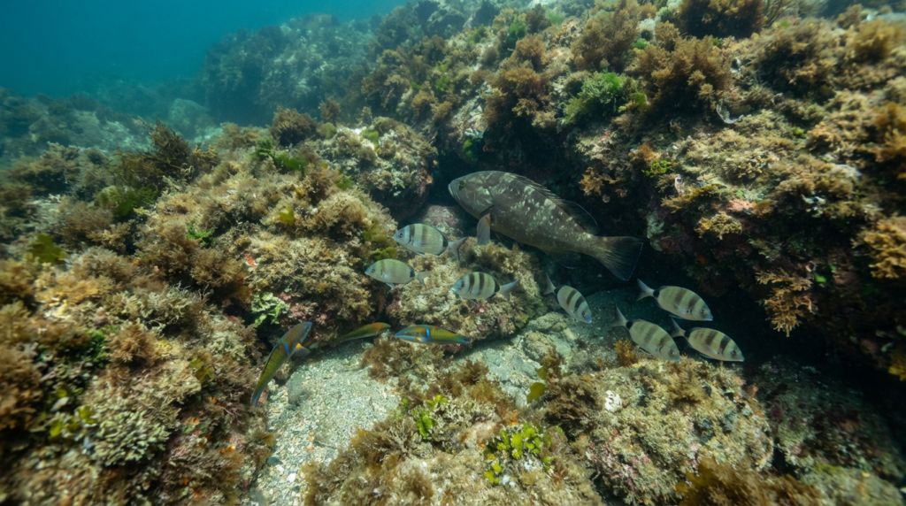 أسماك بحرية تعيش في السواحل المغربية ضمن بيئتها الطبيعية