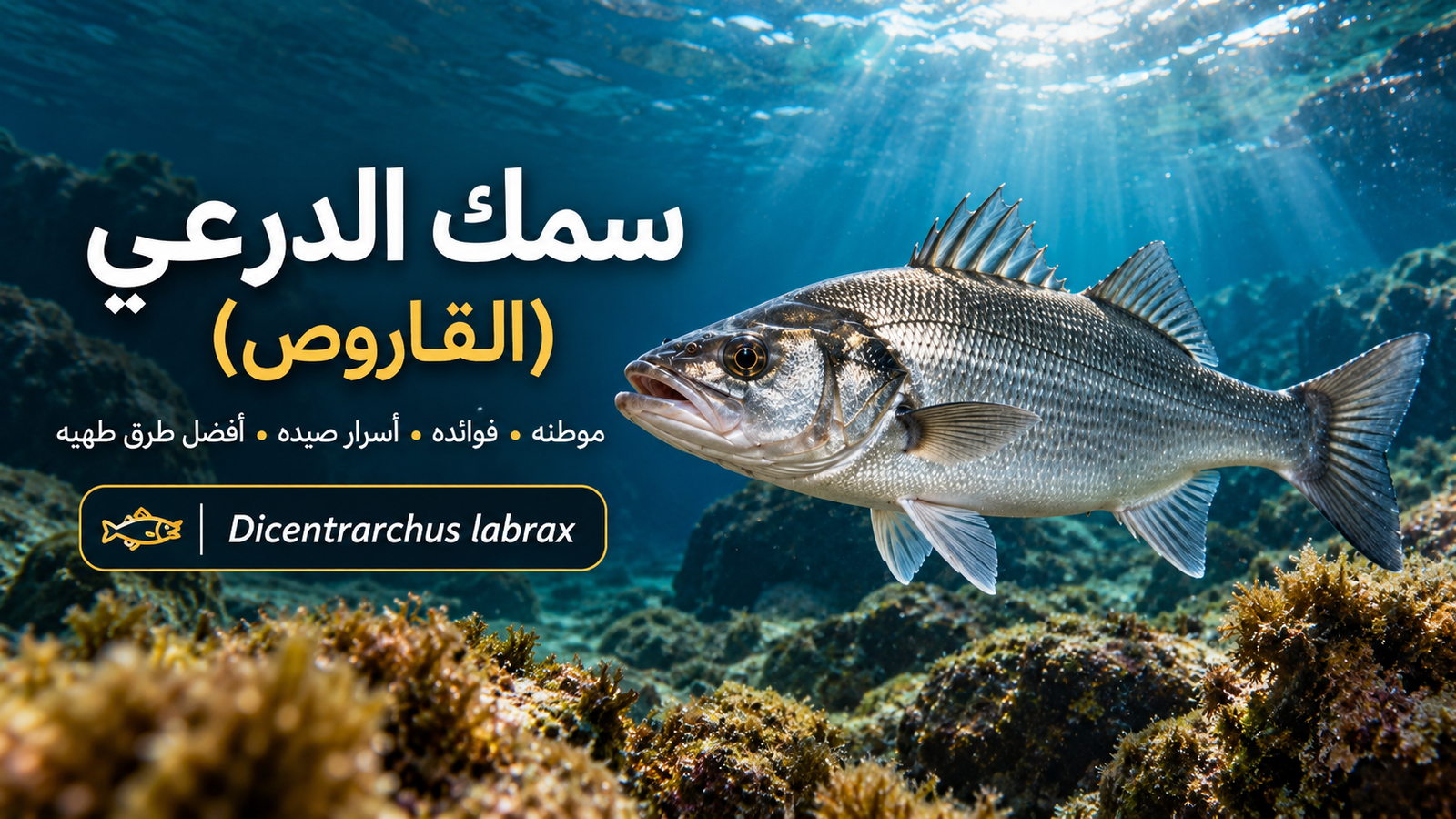 سمك الدرعي القاروص الأوروبي Dicentrarchus labrax تحت الماء