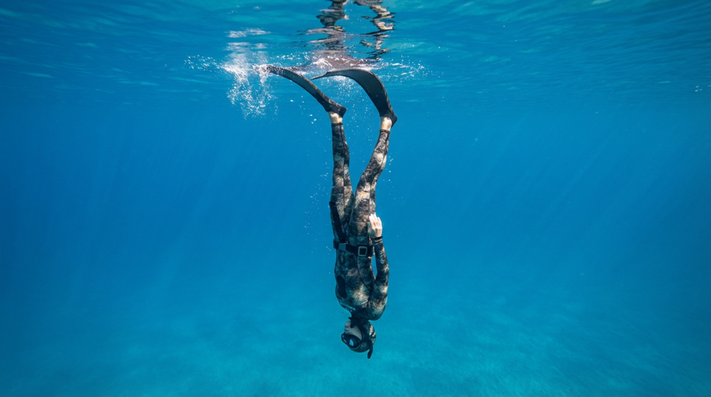 تنفيذ غوص البطة في بداية النزول العمودي