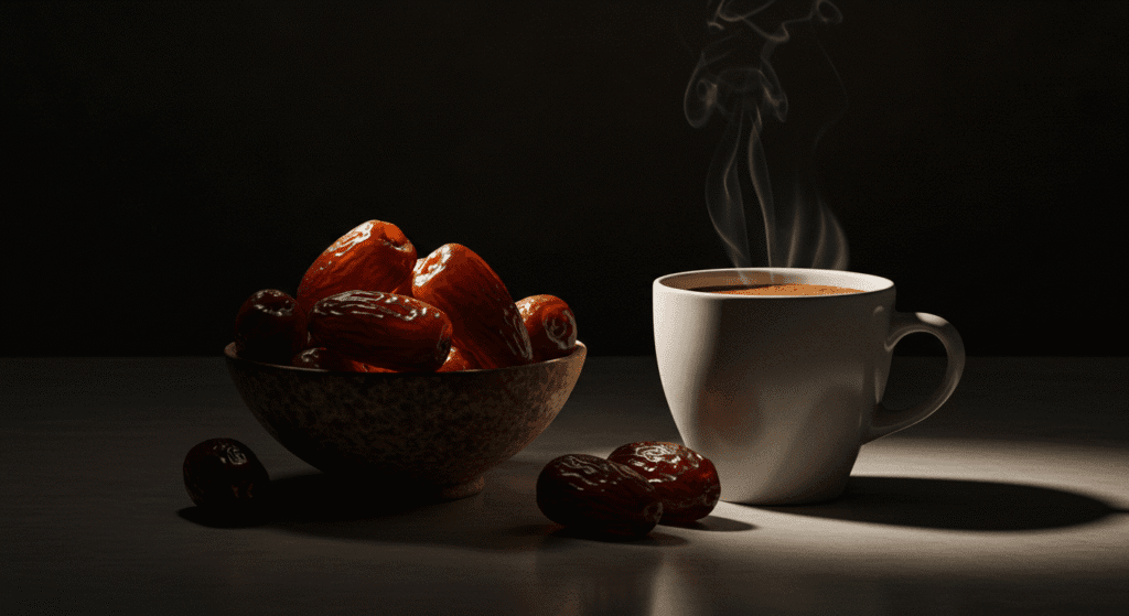 تمر وكوب قهوة يرمزان إلى الجدل حول التغذية في الغوص