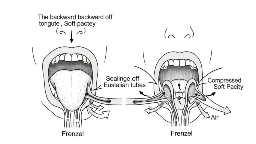مخطط تعليمي يوضح الفرق بين تقنية فرينزل وتقنية الموثفيل في الغوص الحر