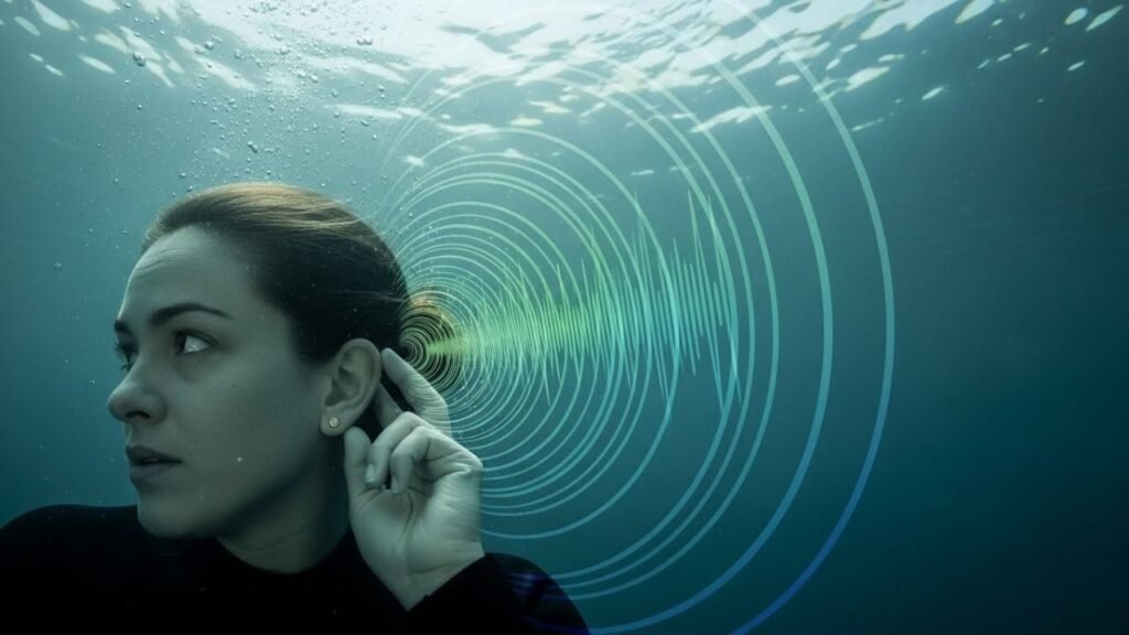 غواص يشعر بطنين الأذن بعد الغوص تحت الماء