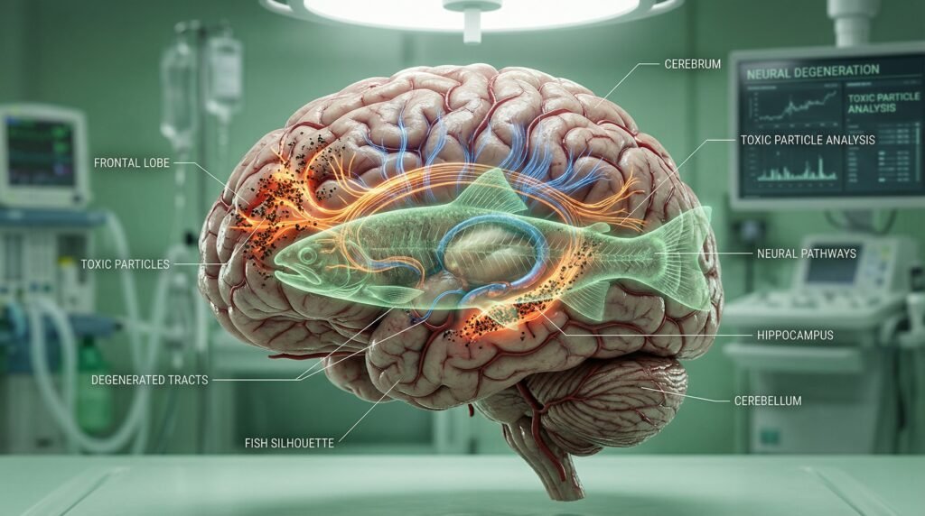 تصوير علمي لتأثير الزئبق على الدماغ والجهاز العصبي