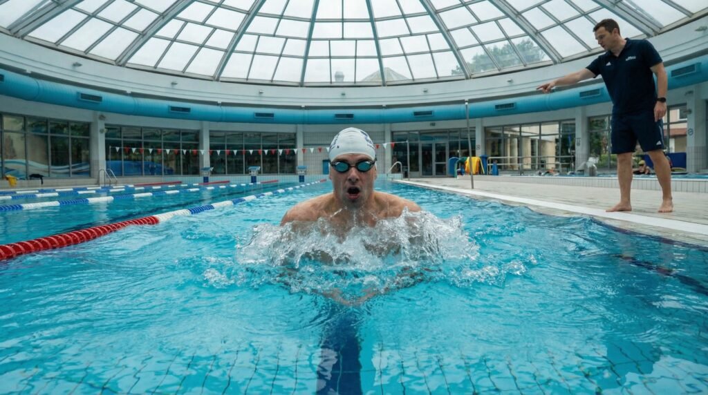 خطأ رفع الرأس للأمام أثناء التنفس في السباحة