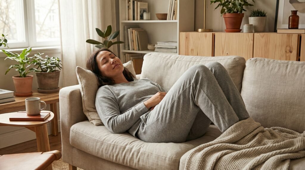 شخص في حالة استرخاء بعد التدريب لتحسين الاستشفاء