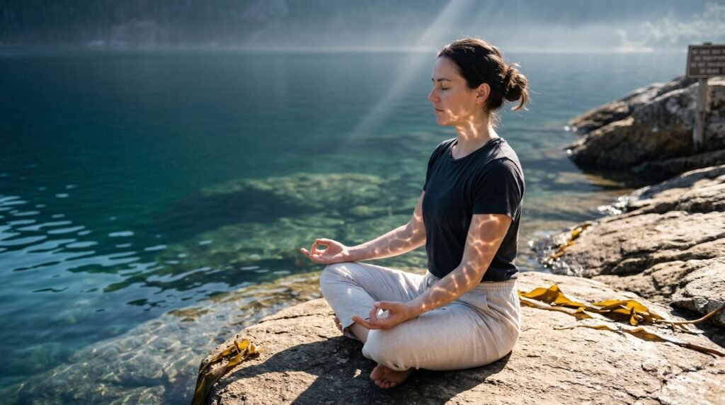 شخص يقوم بتمارين التنفس لتحسين مدة حبس النفس