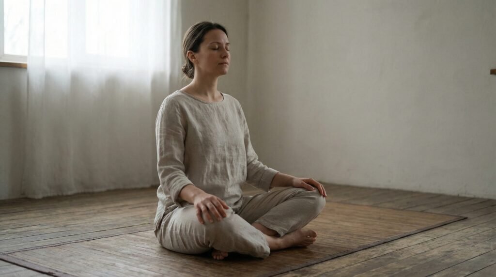 شخص يمارس تمارين التنفس العميق للسيطرة على النفس