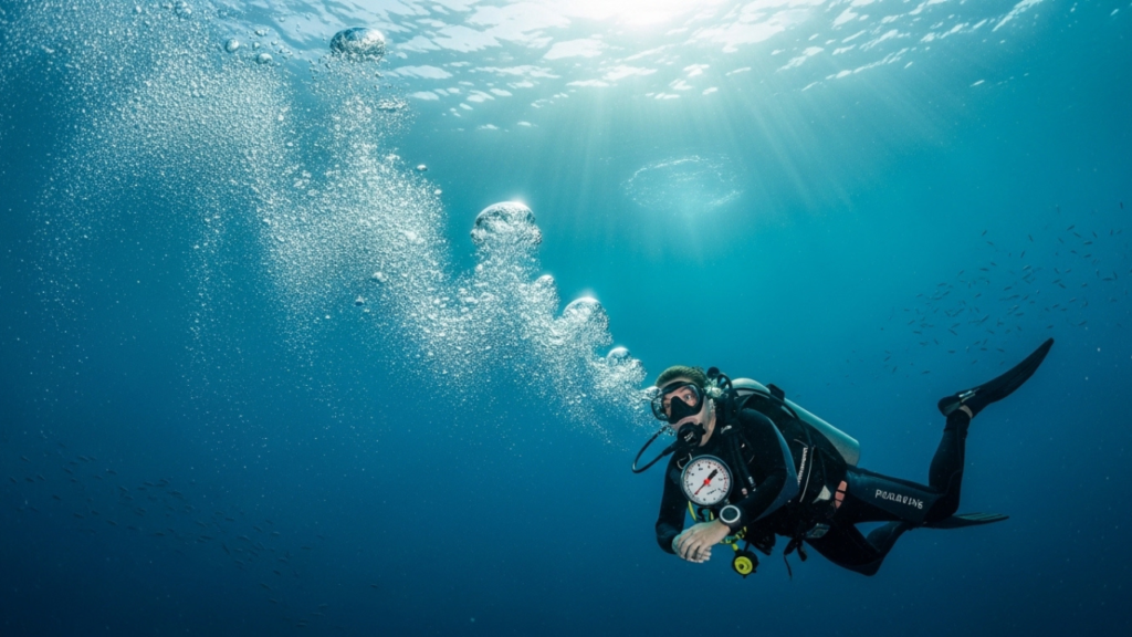 "غواص يصعد بسرعة كبيرة مما يزيد خطر مرض الغواصين"