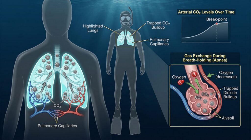 توضيح علمي لارتفاع ثاني أكسيد الكربون أثناء حبس النفس