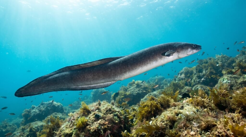 سمك الصنور بكامل جسمه يظهر لونه الداكن من الأعلى والأبيض من الأسفل