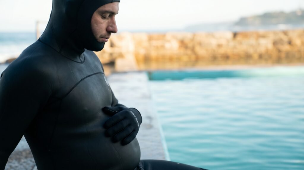 شخص يمارس التنفس البطني بهدوء في بيئة مريحة