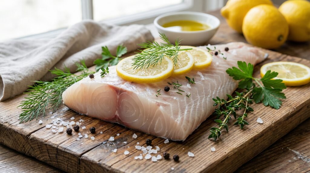 شرائح لحم سمك الهامور الطازجة