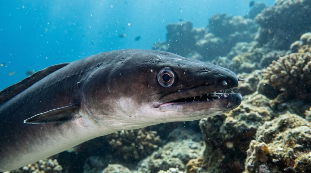 صورة مقربة لسمك الصنور توضح تدرج لونه من الرمادي الداكن إلى الأبيض