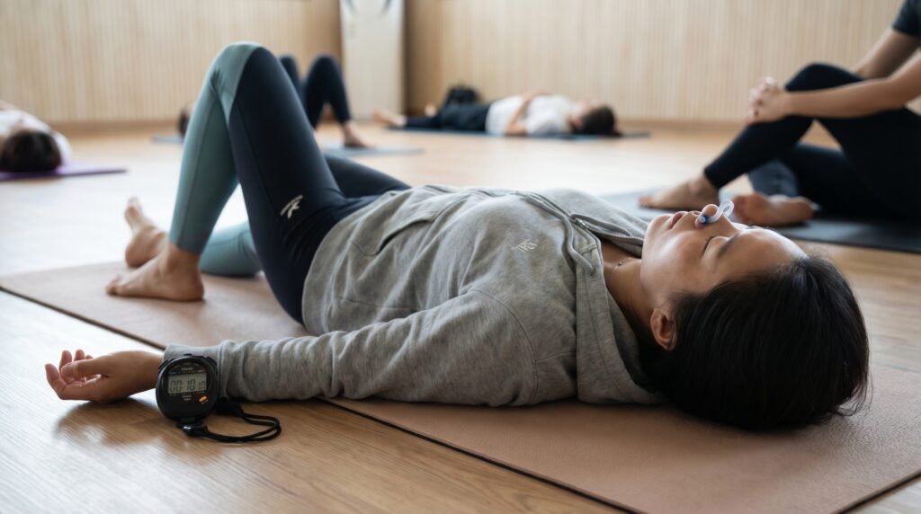 غواص يتدرب على حبس النفس على اليابسة