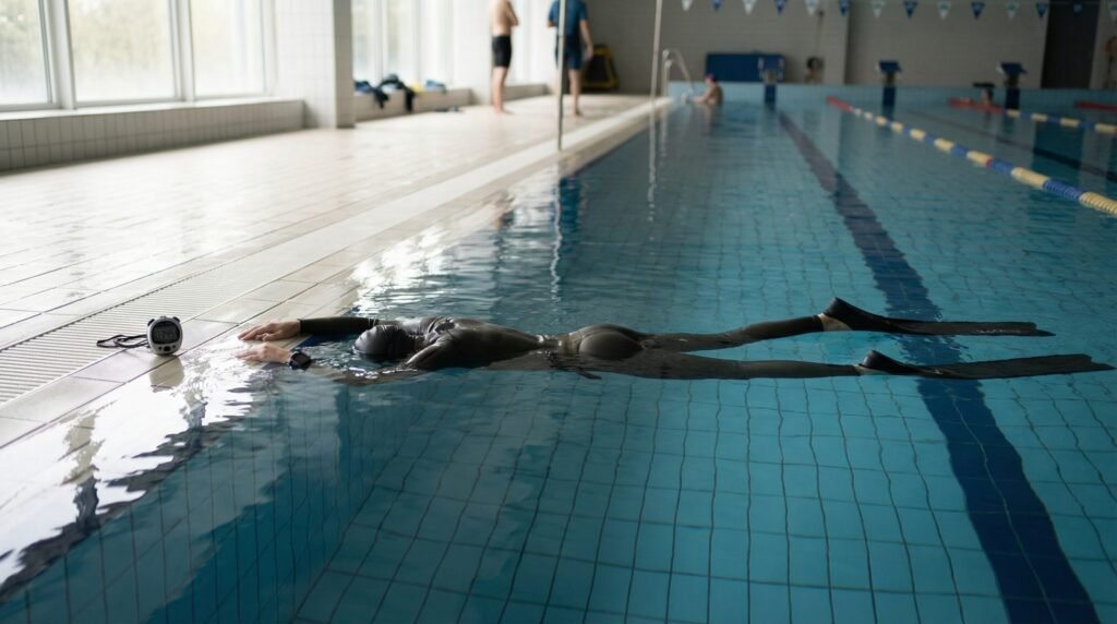 غواص يتدرب على حبس النفس في وضع السكون Static Apnea