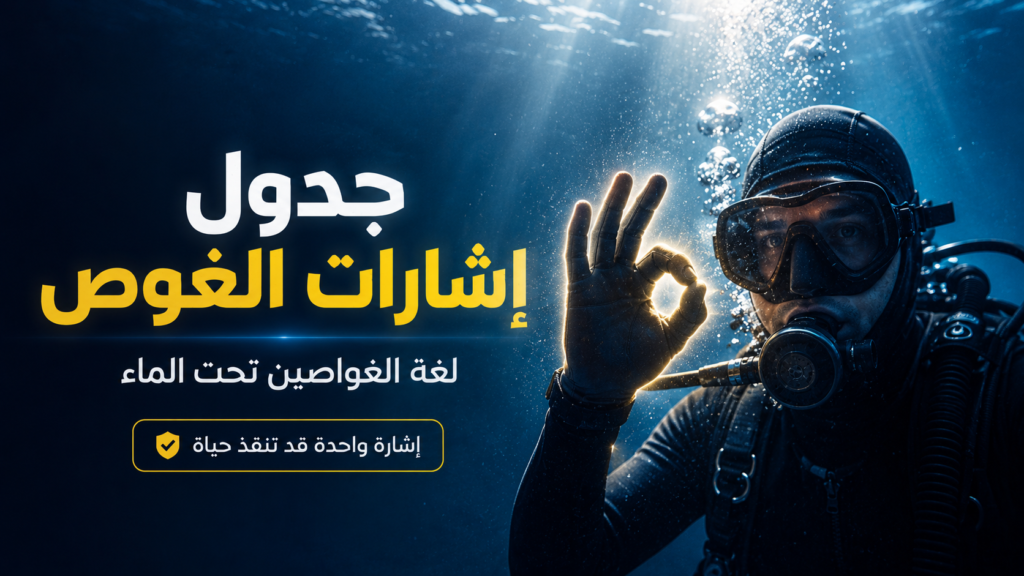 غواص بالأسطوانات تحت الماء يؤدي إشارة OK بيده ضمن دليل إشارات الغوص الأساسية للتواصل الآمن بين الغواصين تحت الماء.